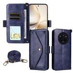 For Realme 14 Pro+ Multi-card Slots Crossbody Cowhide Leather Phone Case(Blue)