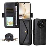 For Realme 14 Pro+ Multi-card Slots Crossbody Cowhide Leather Phone Case(Black)