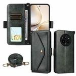 For Realme 14 Pro+ Multi-card Slots Crossbody Cowhide Leather Phone Case(Green)