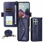 For Motorola Moto G56 / G66j / G66y 5G Multi-card Slots Crossbody Cowhide Leather Phone Case(Blue)