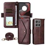 For Motorola Moto G15 / G15 Power Multi-card Slots Crossbody Cowhide Leather Phone Case(Brown)