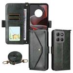 For Motorola Moto G15 / G15 Power Multi-card Slots Crossbody Cowhide Leather Phone Case(Green)