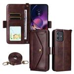 For Motorola Moto G54 / G64 / G64y Multi-card Slots Crossbody Cowhide Leather Phone Case(Brown)