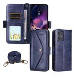 For Motorola Moto G54 / G64 / G64y Multi-card Slots Crossbody Cowhide Leather Phone Case(Blue)