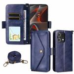 For Motorola Edge 50 Pro Multi-card Slots Crossbody Cowhide Leather Phone Case(Blue)