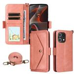 For Motorola Edge 50 Pro Multi-card Slots Crossbody Cowhide Leather Phone Case(Pink)