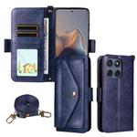 For Motorola Edge 60 Fusion Multi-card Slots Crossbody Cowhide Leather Phone Case(Blue)