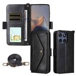 For Motorola Edge 60 Fusion Multi-card Slots Crossbody Cowhide Leather Phone Case(Black)