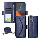 For Motorola Edge 50 Fusion Multi-card Slots Crossbody Cowhide Leather Phone Case(Blue)