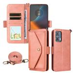 For Motorola Edge 50 Fusion Multi-card Slots Crossbody Cowhide Leather Phone Case(Pink)