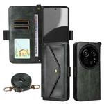 For Sharp Aquos R9 Pro Multi-card Slots Crossbody Cowhide Leather Phone Case(Green)