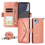 For Sharp Aquos wish5 Multi-card Slots Crossbody Cowhide Leather Phone Case(Pink)