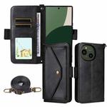 For Sharp Aquos R10 / R9 Multi-card Slots Crossbody Cowhide Leather Phone Case(Black)
