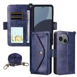 For Sharp Aquos Sense9 Multi-card Slots Crossbody Cowhide Leather Phone Case(Blue)