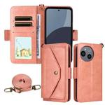 For Sharp Aquos Sense9 Multi-card Slots Crossbody Cowhide Leather Phone Case(Pink)