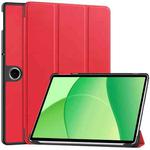 For OPPO Pad SE Custer Texture 3-Fold Holder Leather Smart Tablet Case(Red)