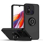 For Redmi 12C / 11A Q Shadow 1 Series TPU + PC Phone Case with Ring(Black+Black)
