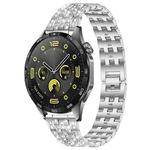 22mm xDfind Five Beads Full Diamond Metal Watch Band(Silver)