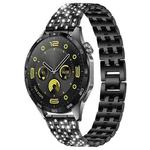 22mm xDfind Five Beads Full Diamond Metal Watch Band(Black)