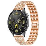 22mm xDfind Five Beads Full Diamond Metal Watch Band(Rose Gold)