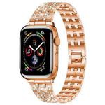 For Apple Watch 38 / 40 / 41 / S10 42mm xDfind Five Beads Full Diamond Metal Watch Band(Rose Gold)