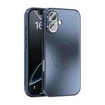For iPhone 16 ABEEL Heat Dissipation Frosted MagSafe Phone Case with Lens Film(Dark Blue)