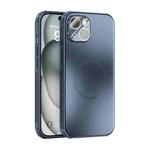 For iPhone 15 ABEEL Heat Dissipation Frosted MagSafe Phone Case with Lens Film(Dark Blue)