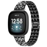 For Fitbit Versa 4 / 3 / Sense 2 / Sense xDfind Five Beads Full Diamond Metal Watch Band(Black)