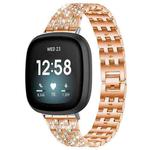 For Fitbit Versa 4 / 3 / Sense 2 / Sense xDfind Five Beads Full Diamond Metal Watch Band(Rose Gold)
