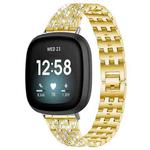 For Fitbit Versa 4 / 3 / Sense 2 / Sense xDfind Five Beads Full Diamond Metal Watch Band(Gold)
