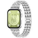 For Huawei Watch Fit4 / Fit4 Pro / Fit3 xDfind Five Beads Full Diamond Metal Watch Band(Silver)