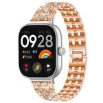 For Xiaomi Smart Band 9 Pro/8 Pro/Redmi Watch 5/4 xDfind Five Beads Full Diamond Metal Watch Band(Rose Gold)