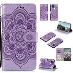 For Google Pixel 5 Mandala Embossing Pattern Horizontal Flip PU Leather Case with Holder & Card Slots & Walle & Lanyard(Purple)