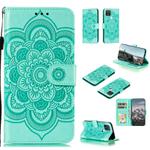 For Google Pixel 5 XL / Pixel 4a 5G Mandala Embossed Leather Phone Case (Green)