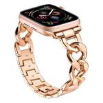 For Apple Watch 42 / 44 / 45 / 46 / 49mm xDfind Denim Chain Metal Watch Band(Rose Gold)