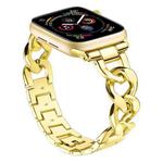For Apple Watch 42 / 44 / 45 / 46 / 49mm xDfind Denim Chain Metal Watch Band(Gold)