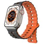 For Apple Watch 46mm / 49mm / 45mm / 44mm Magnetic Two-color Loop Silicone Watch Band(Black Orange)