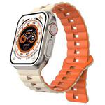 For Apple Watch 46mm / 49mm / 45mm / 44mm Magnetic Two-color Loop Silicone Watch Band(Starlight Orange)