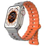 For Apple Watch 46mm / 49mm / 45mm / 44mm Magnetic Two-color Loop Silicone Watch Band(Grey Orange)