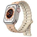 For Apple Watch 46mm / 49mm / 45mm / 44mm Magnetic Two-color Loop Silicone Watch Band(Creamy Antique White)