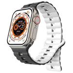 For Apple Watch 46mm / 49mm / 45mm / 44mm Magnetic Two-color Loop Silicone Watch Band(Black White)