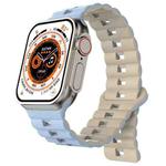 For Apple Watch 46mm / 49mm / 45mm / 44mm Magnetic Two-color Loop Silicone Watch Band(Misty Blue Starlight)
