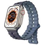 For Apple Watch 46mm / 49mm / 45mm / 44mm Magnetic Two-color Loop Silicone Watch Band(Dark Navy Light Navy)