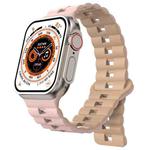 For Apple Watch 46mm / 49mm / 45mm / 44mm Magnetic Two-color Loop Silicone Watch Band(Oxford Pink Starlight)