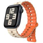 For Apple Watch 42mm / 41mm / 40mm / 38mm Magnetic Two-color Loop Silicone Watch Band(Starlight Orange)