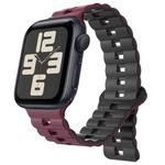 For Apple Watch 42mm / 41mm / 40mm / 38mm Magnetic Two-color Loop Silicone Watch Band(Wine Red Black)