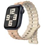 For Apple Watch 42mm / 41mm / 40mm / 38mm Magnetic Two-color Loop Silicone Watch Band(Creamy Antique White)