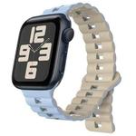 For Apple Watch 42mm / 41mm / 40mm / 38mm Magnetic Two-color Loop Silicone Watch Band(Misty Blue Starlight)
