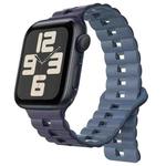 For Apple Watch 42mm / 41mm / 40mm / 38mm Magnetic Two-color Loop Silicone Watch Band(Dark Navy Light Navy)