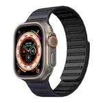 For Apple Watch 46mm / 49mm / 45mm / 44mm Cylinder Magnetic Two-color Loop Silicone Watch Band(Midnight Color Black)